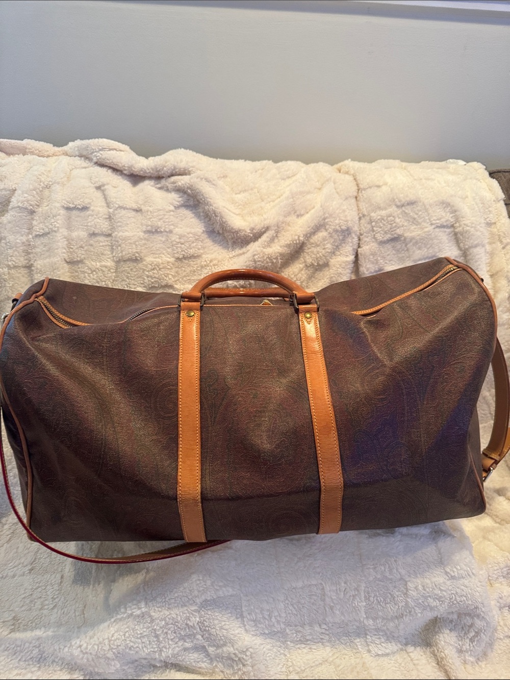Etro Brown Duffel with Tan Leather Accents